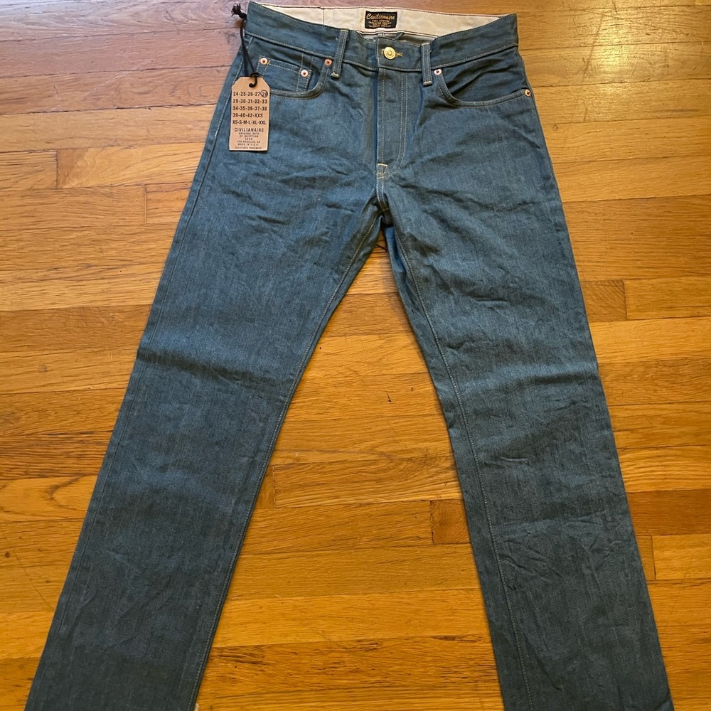 New Civilianaire Japanese Denim Selvedge Jeans 28” Made In USA RN 131394